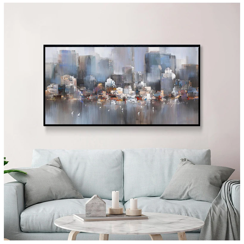 Картины с изображением города дождя искусства украшение для комнаты абстрактная