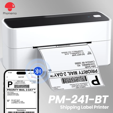 Phomemo 241 Bluetooth Принтер транспортных этикеток Беспроводной термопринтер этикеток 25 мм-118 мм Совместимость со штрих-кодом Различная вилка для страны