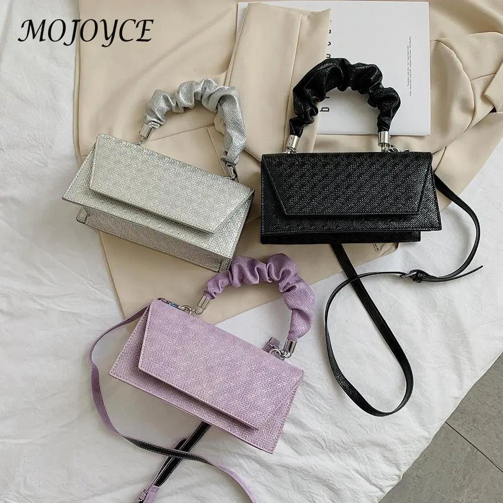 

Женская модная однотонная сумка, женские дизайнерские плиссированные сумки через плечо из искусственной кожи с откидной крышкой, Молодежн...