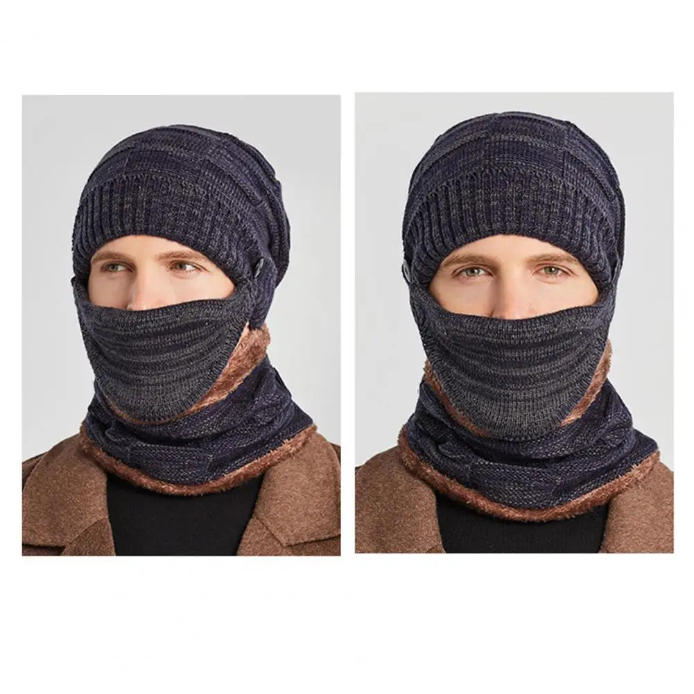 

3 шт./компл. повседневный комплект из нейтральной шапки, вязаный однотонный зимний комплект из шарфа, зимний Универсальный Теплый Нейтральн...