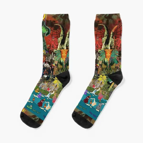 

Короткие носки King Gizzard с рисунком ящерицы, Волшебник колла, забавные Мужские Зимние удобные Мультяшные черные дышащие женские носки унисекс...