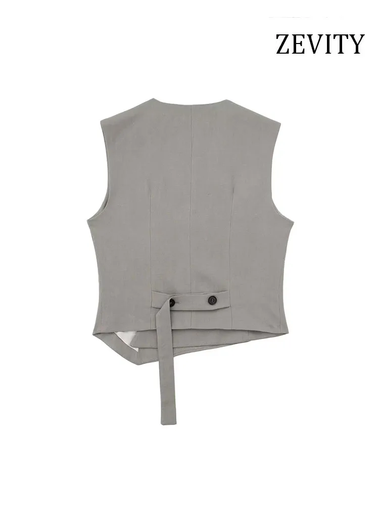 ZEVITY женский модный Асимметричный жилет с пуговицами спереди винтажная женская