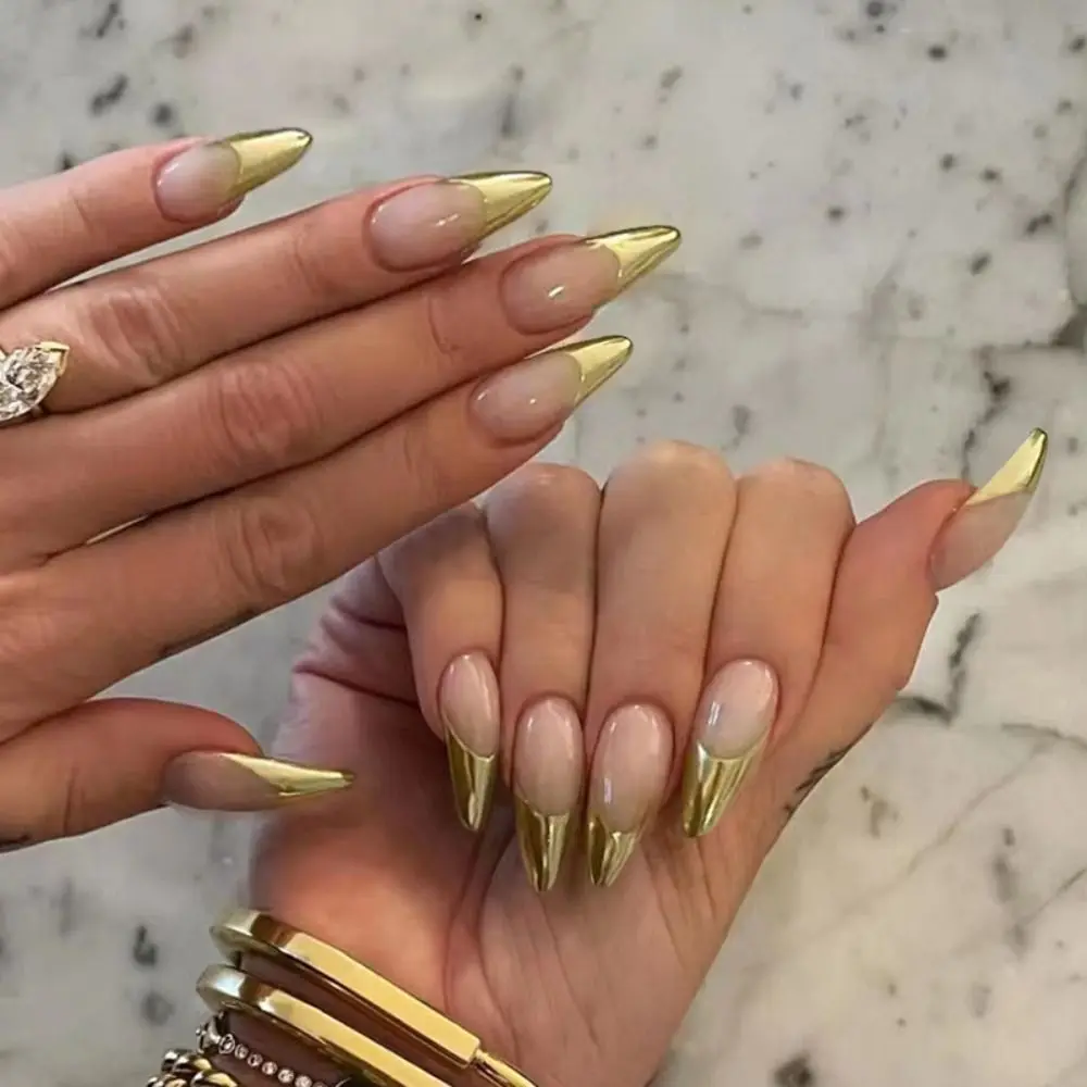 

24pcs Detachable Full Cover Lines DIY Love Heart Almond Fake nail art women fashion women fashions French Glitter Long