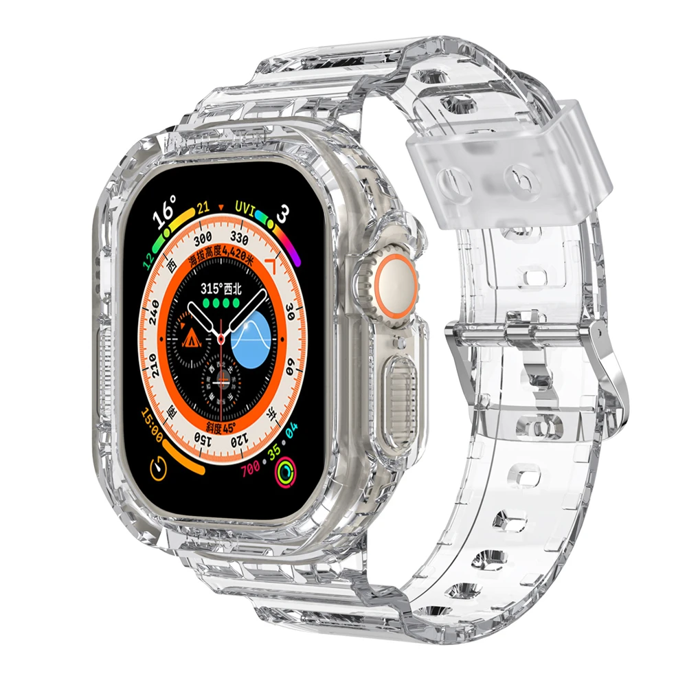 

for Apple Watch Ultra Band 49mm 44mm 42mm 38mm 40mm Bumper Case Rugged Bracelet for iWatch Series 8 7 6 5 4 3 SE strap+case