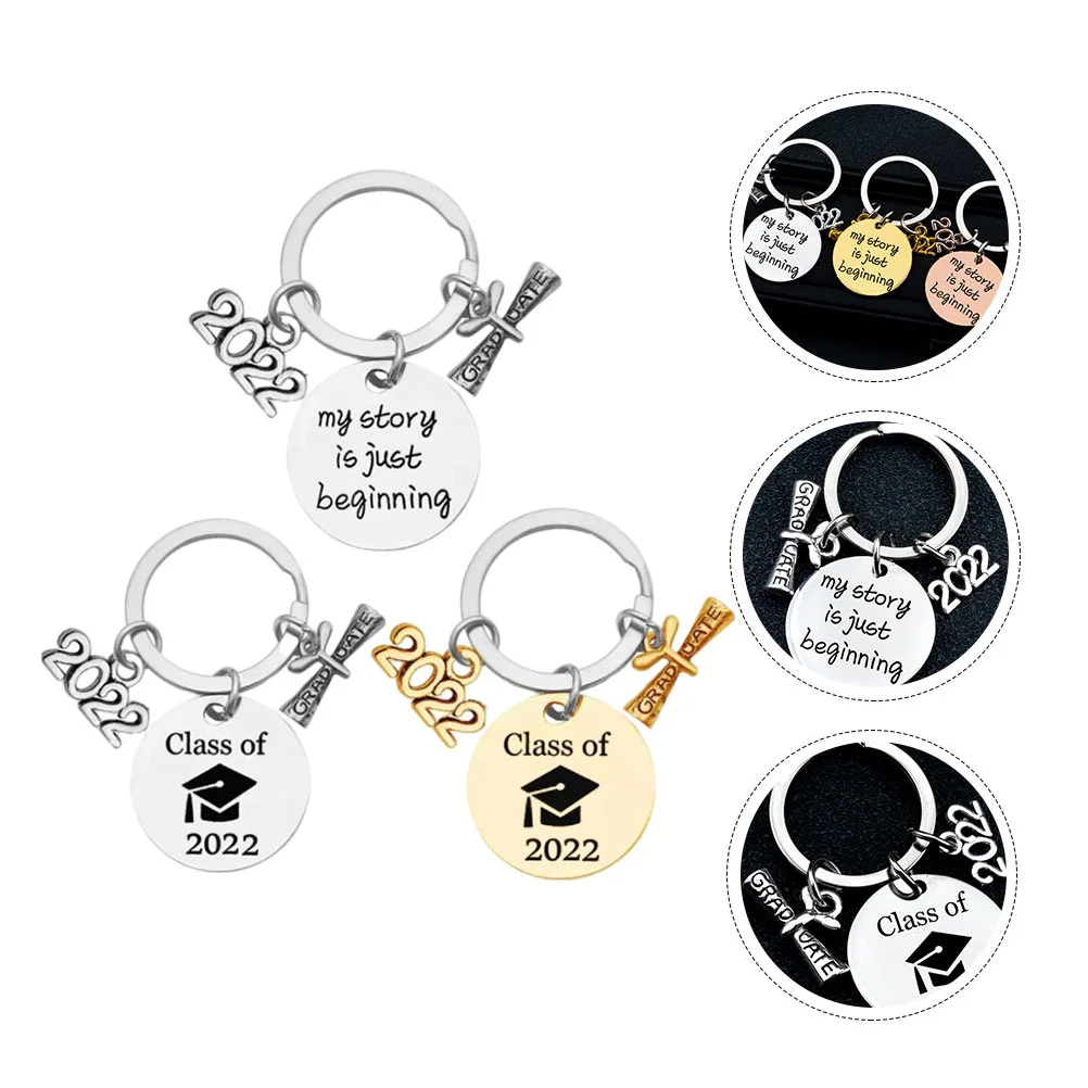 

3Pcs Grad 2022 Graduate Gift Stainless Steel Key Ring Stainless Steel Keychain