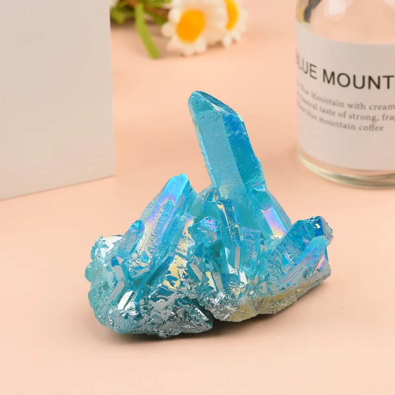 

Electroplated Colorful Crystal Geode 30~70g Blue Crystal Pillar Energy Healing Mineral Stone Rock Home Decor Geode Amethyst