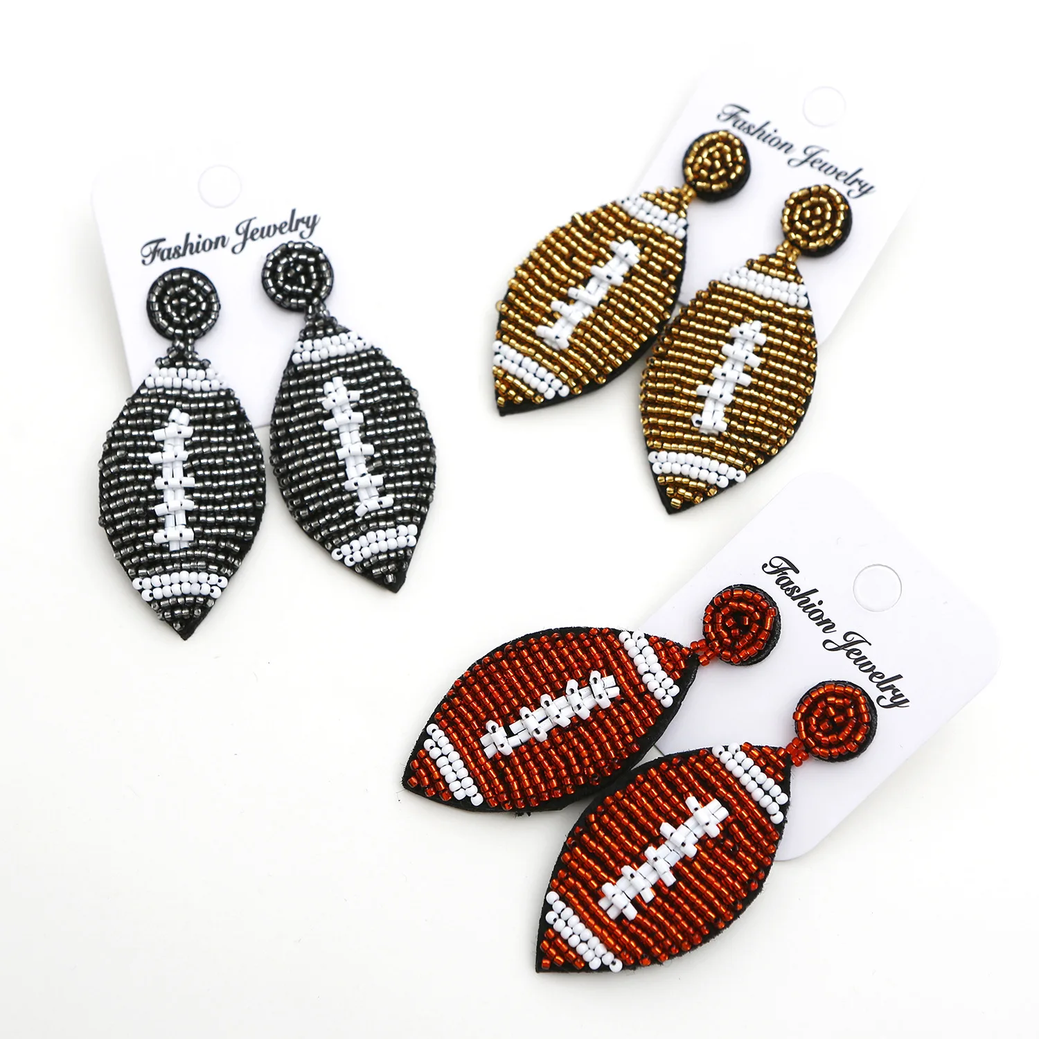 Dvacaman High Quality Handmade Beaded Football Earrings For Women Fashion Baseball Bead Earrings Lightweight Jewelry Activities