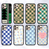 checkerboard pattern phone case silicone pctpu case for iphone 11 12 13 pro max 8 7 6 plus x se xr hard fundas