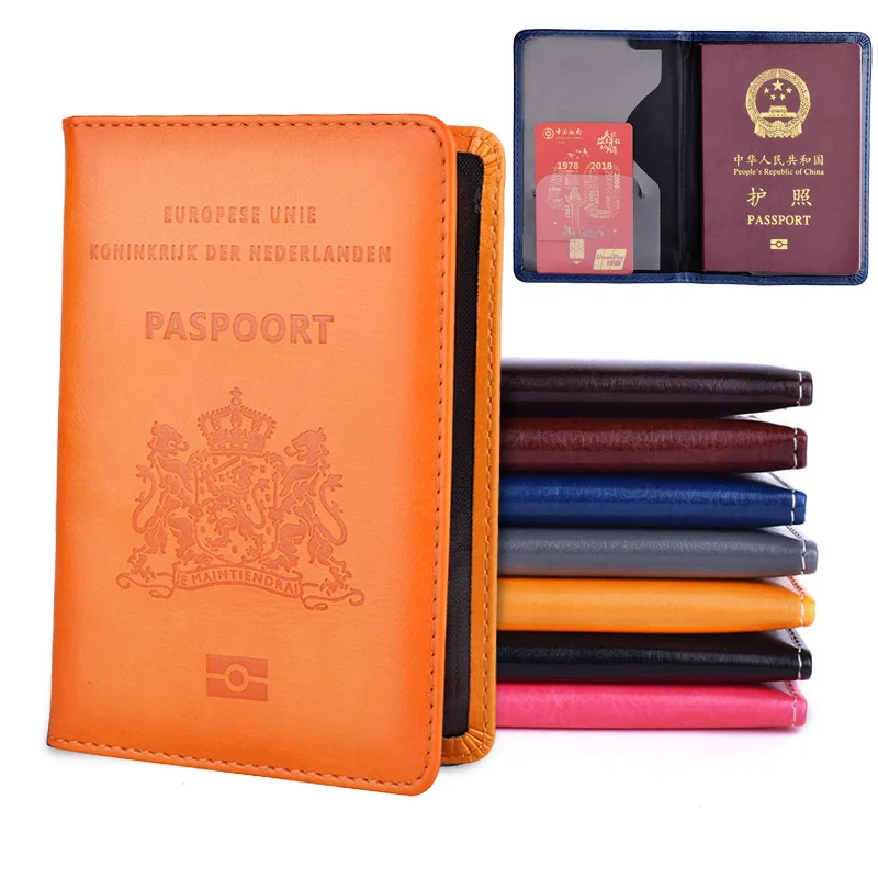 

7 Colors Netherland Passport Cover Holland Men Women Cards Holder Organizer Wallet Travel Passport Case PU Leather