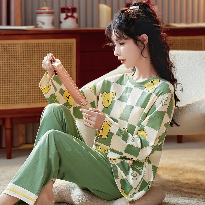 6XL fat sister oversized pajamas female spring and autumn long-sleeved student ins plus fat oversized 240 kg autumn suit