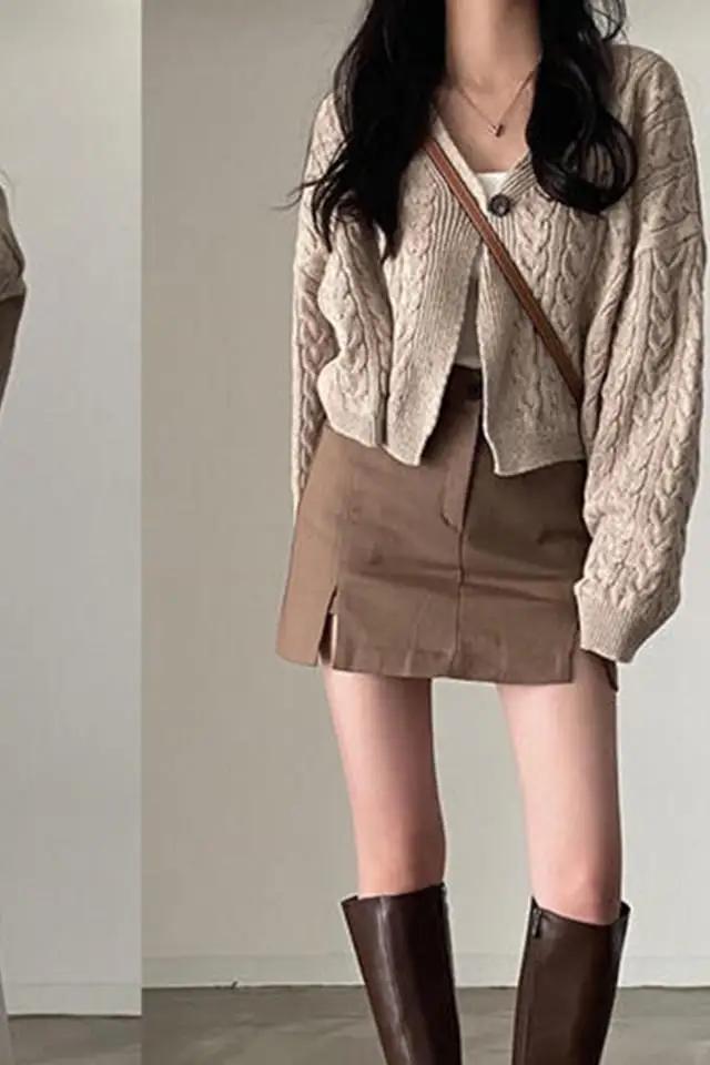 Вязаный кардиган свитер куртка женский шикарный осенне-зимний новый ретро