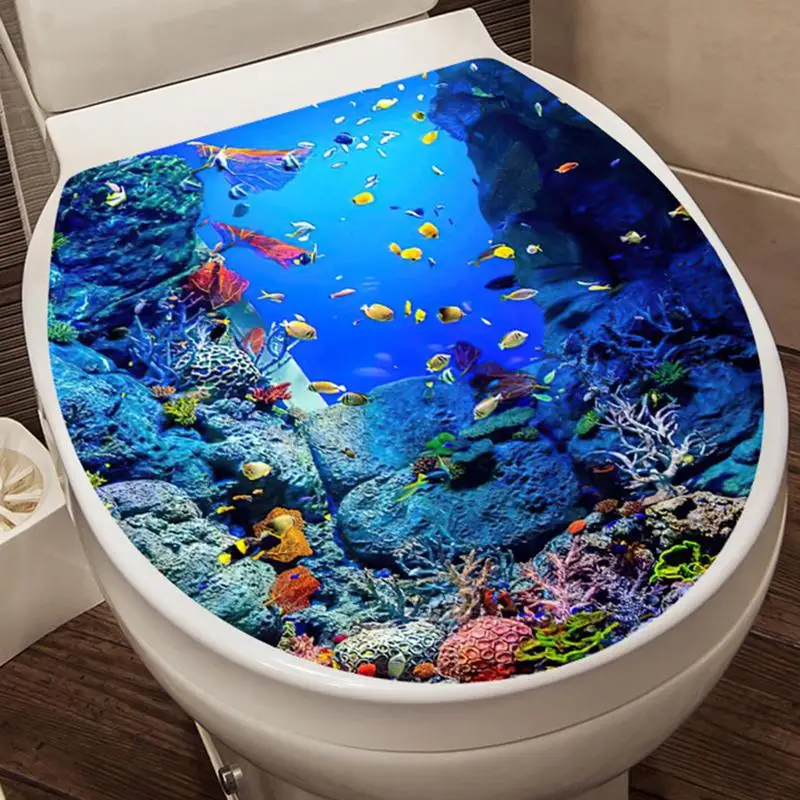 Наклейки на крышку унитаза наклейки стену и фрески морскую тематику