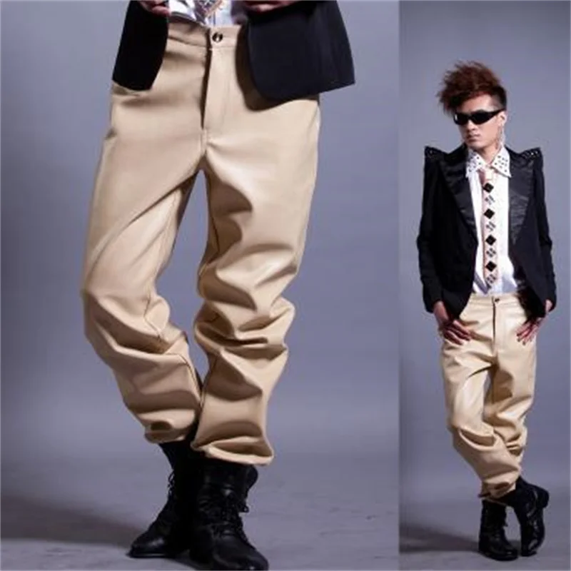 Original Singer costumes PU faux leather pants for the mens 1 pants man stage trousers mens pant Personalized Provide custom