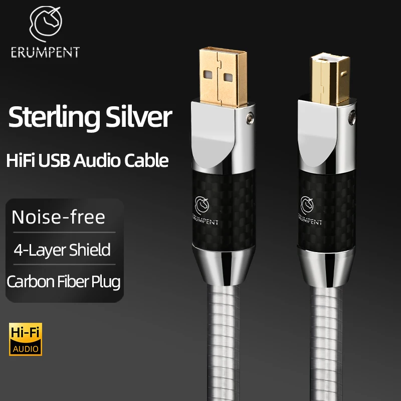 Фото Hi-Fi Pure Silver 2.0 USB-аудиокабель Type-A к AUX-кабелю типа B для автомобильной звуковой карты DAC Тип A-C C-B C-C HiFi USB-кабель №2