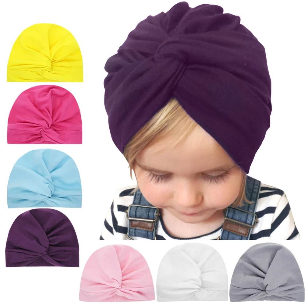 

Милая хлопковая детская шапочка-тюрбан, детские головные уборы для девочек, детский головной убор для младенцев, фотореквизит на день рожде...