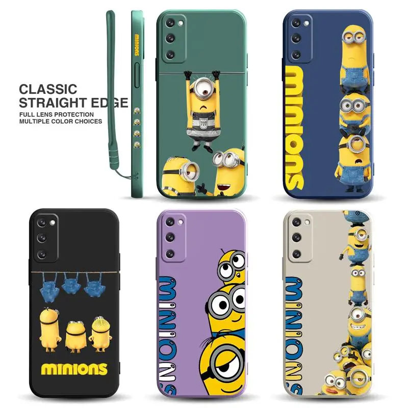 

Funny-Minions Phone Case For Samsung Galaxy S23 S22 S21 S20 S10 S8 S9 S10e 5G Ultra Plus FE Note 20 Silicone Liquid Candy