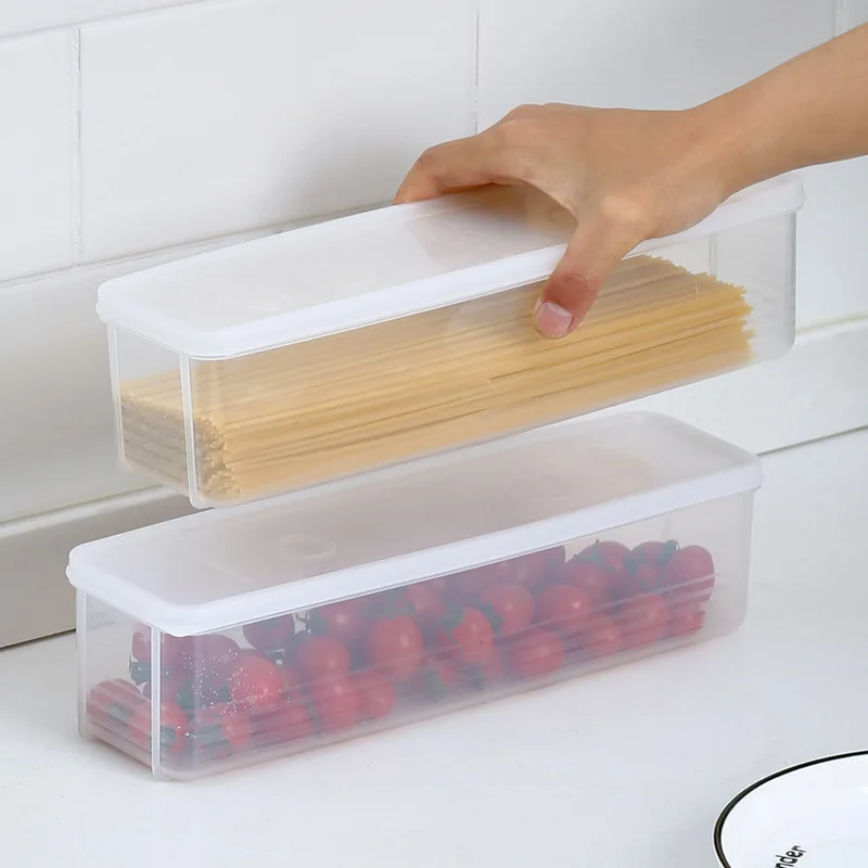 

Transparent Kitchen Noodle Spaghetti Container Household Cereal Preservation Storage Box with Cover Kitchen Dry Food Container