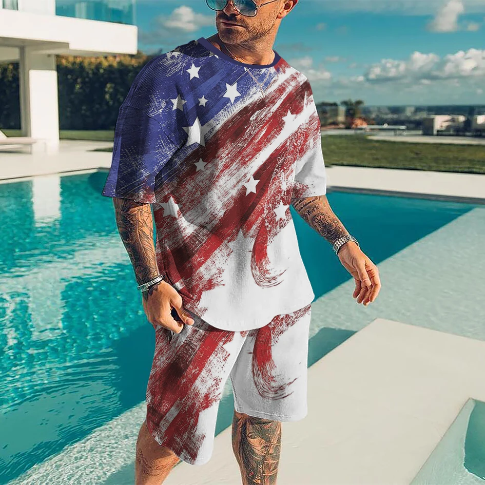 

2022 T Shirts And Shorts For Men Sets Short Outfits Summer Tracksuit Fashion Clothing Custom Gym Big Size Suits Retro Two Pieces