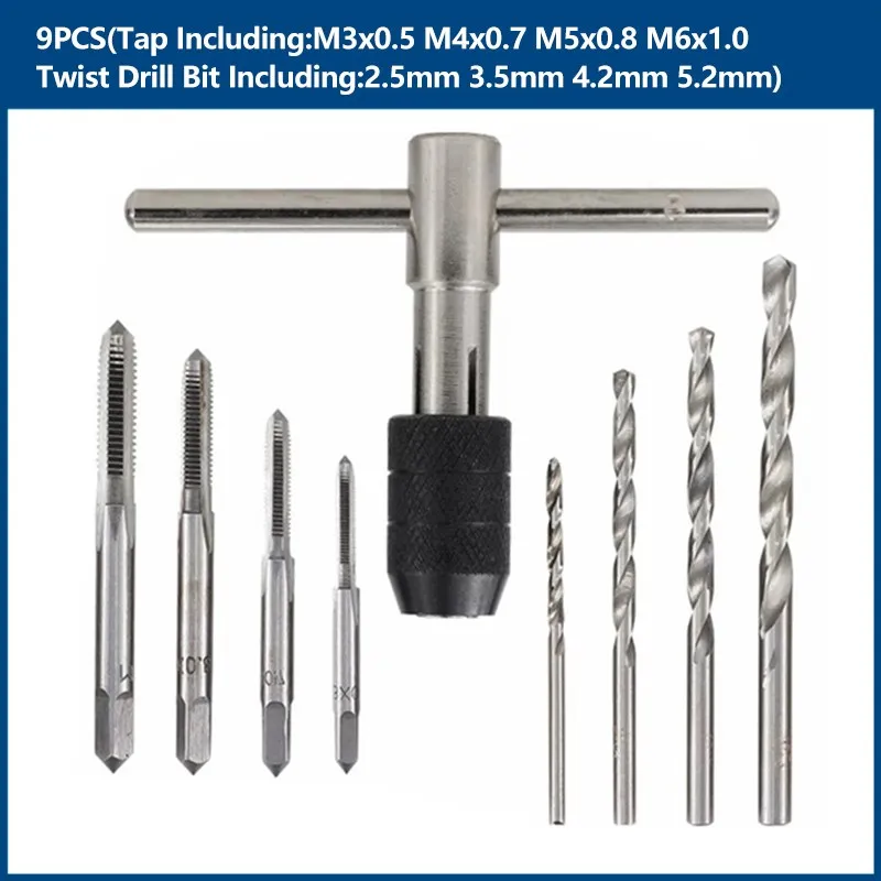 Набор гаечных ключей CMCP, ручной держатель для нарезания резьбы по металлу, 6/8/9 шт.