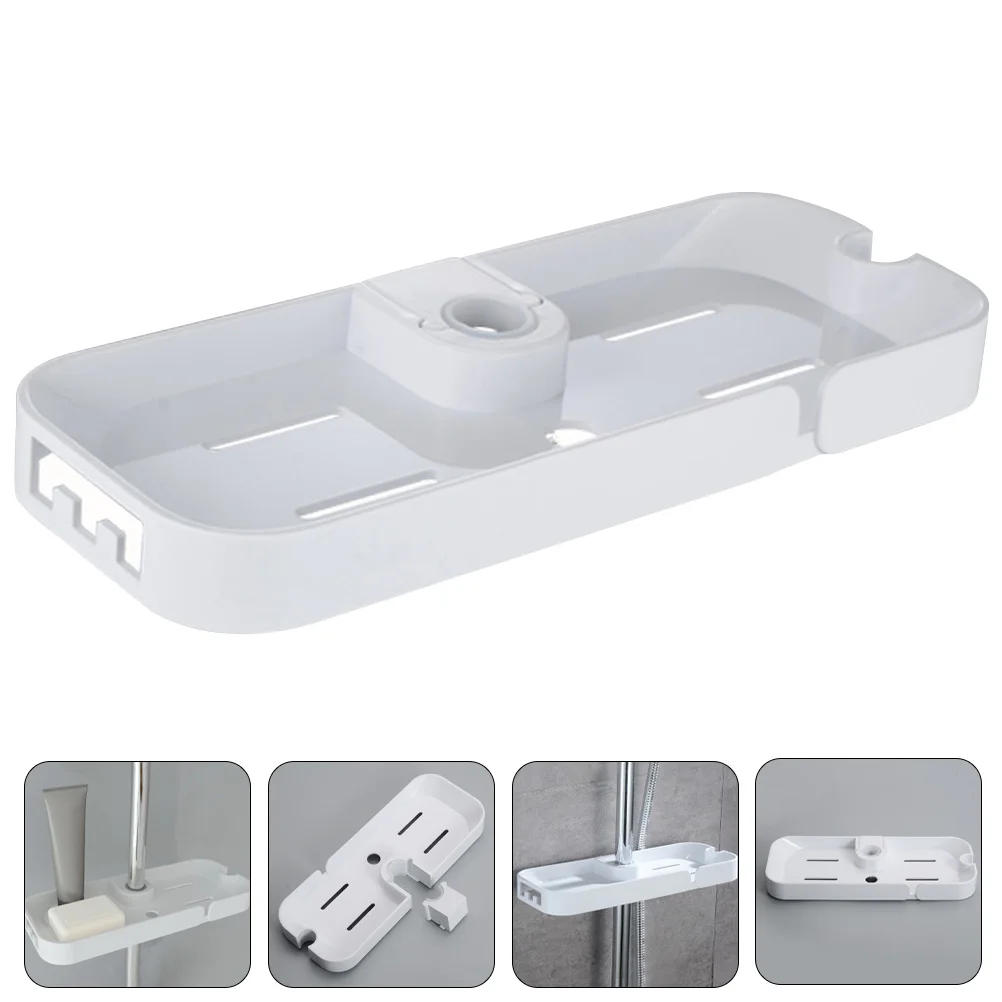 

Storage Shelfs Bathroom Shelf Supplies Multifunction Punch Free Shower White Plastic Organizer