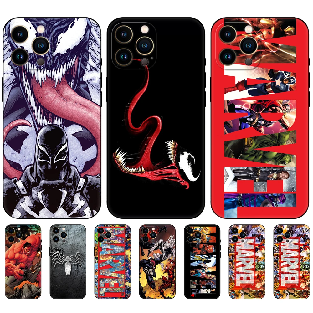 

For iPhone cases 14 11 12 13 mini pro MAX funda Phone back Cover For iphone SE 2020 Silicon Soft Coque phone black tpu hulks