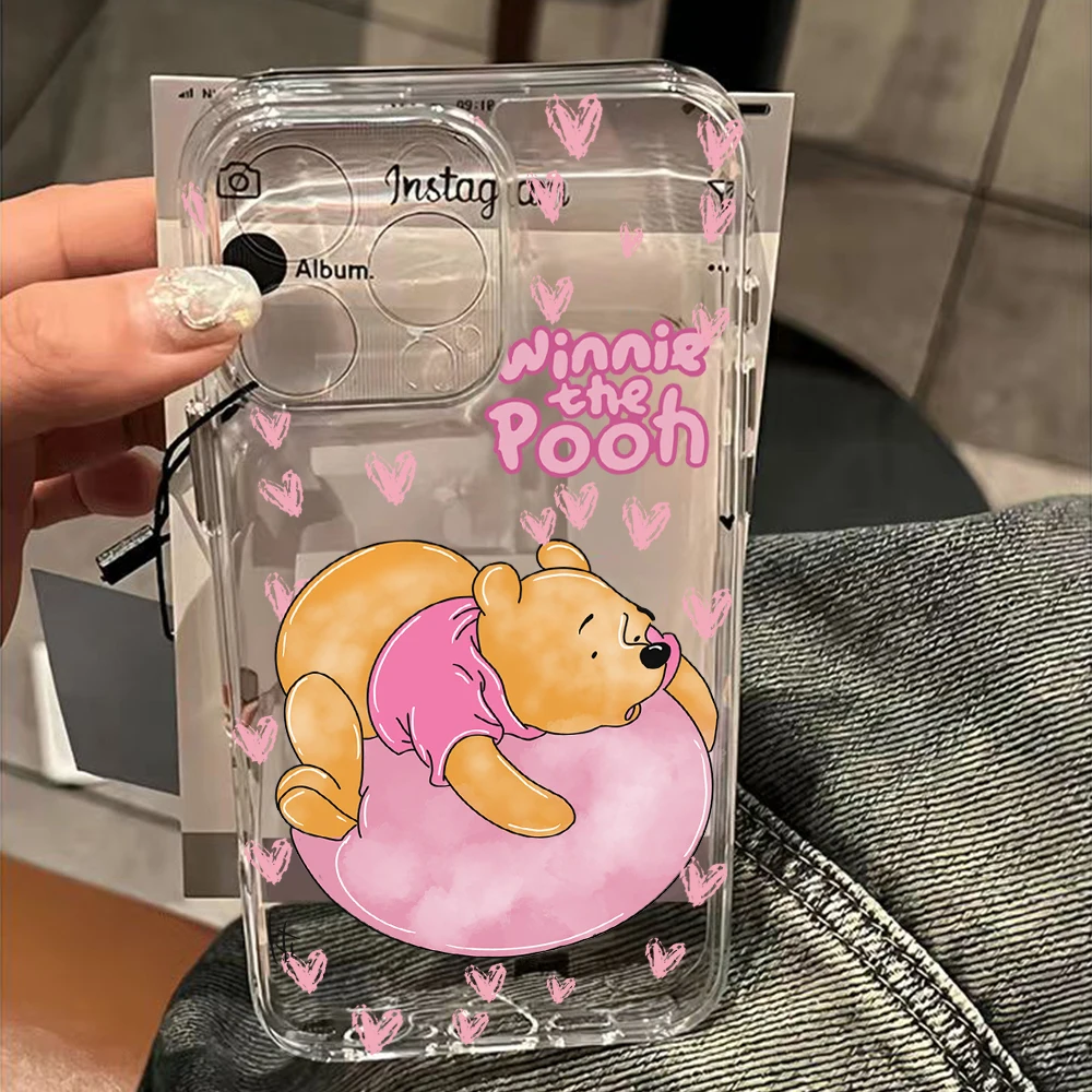 Фото Прекрасный чехол для телефона W-Winnie the P-Pooh для iPhone 17, 16, 16e, 15, 14, 13, 12, 11, Mini Pro Max X XR 7 8 Air Plus, прозрачная задняя крышка №2
