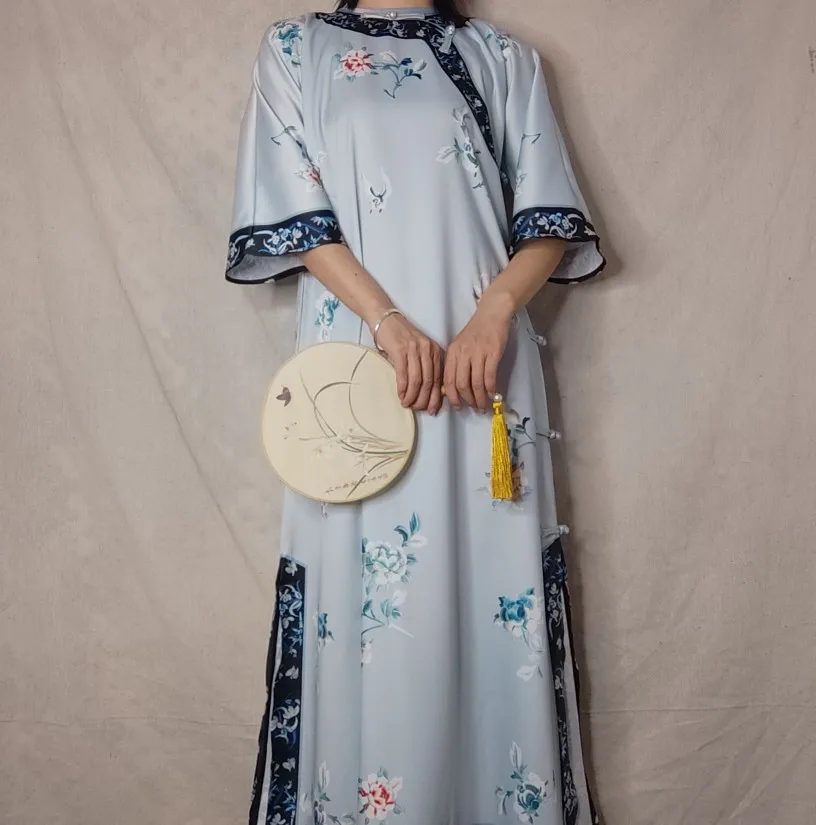 

Lnverted Large Sleeved Cheongsam New Style Tang Style Women's Chinese Style Lace Dress