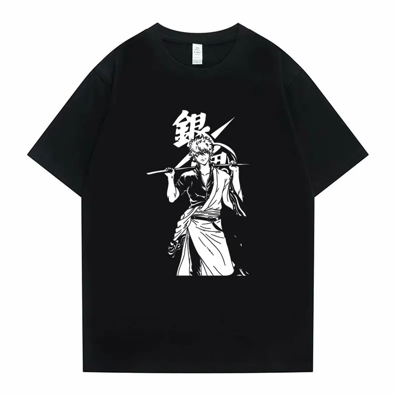 

Gintama Anime Sakata Gintoki Kagura Tshirt Fashion Men Women Manga Original Style T-shirt Hip Hop Male Regular Tees Short Sleeve
