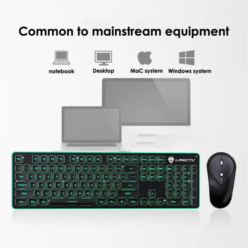 

LT600 Wireless Keyboard and Mouse Group Backlit Game USB Computer Keyboard and Mouse Group 1600dpi Ergonomic Keyboard Mouse