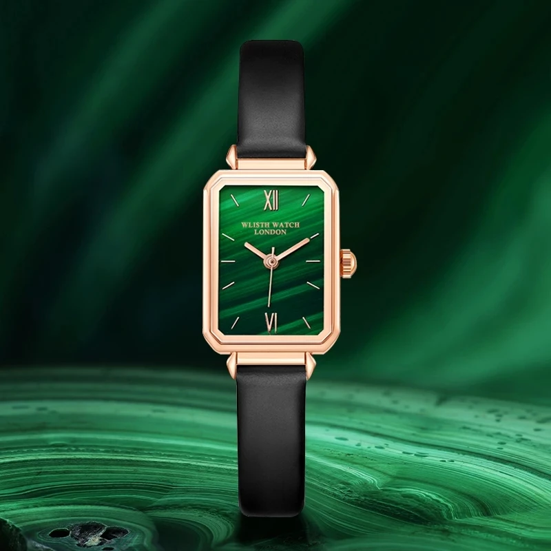 Wlisth Brand retro square plate, simple temperament, small green waterproof women's watch Wlisth Brand retro square plate, simpl