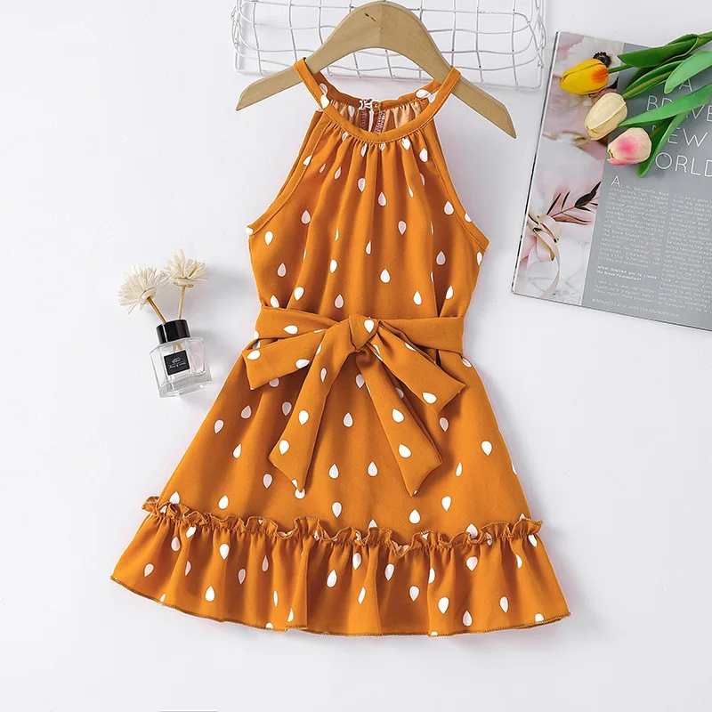 

Baby Girl Clothes Dresses 2022 Year Fashion Children Clothes Girl Party Dresses Off-the-shoulder Dress with A Belt Girls Dress