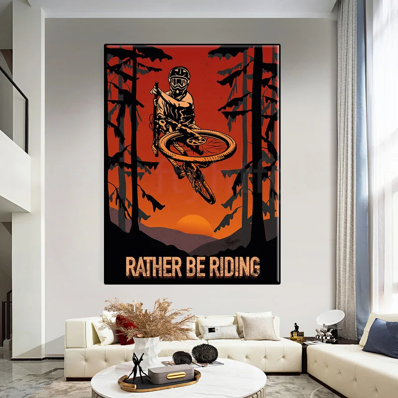 

Винтажный велосипедный спорт, Горный пейзаж, холст, живопись, постер, Художественная печать, классические настенные картины, украшение для ...