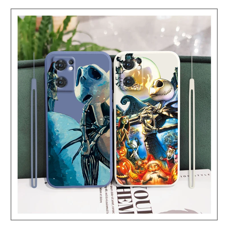 

The Nightmare Before Christmas For OPPO Find X5 X3 Lite F21 A96 A94 A93 A77 A76 A74 A72 A57 A53S A16 Liquid Rope Phone Case