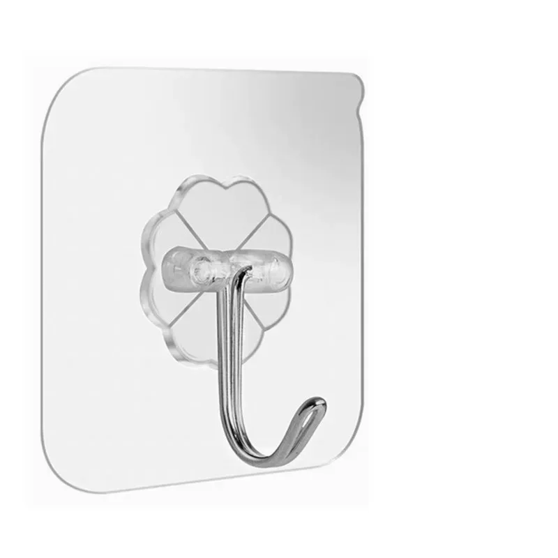 

10PCS Transparent Stainless Steel Strong Self Adhesive Hooks Key Storage Hanger for Kitchen Bathroom Door Wall Multi-Function