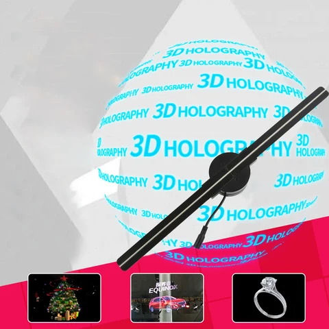3d голографический проектор Naked Eye, 42 см, светодиодный экран HD с вентилятором, вращающийся дисплей для аэрофотосъемки, поддержка логотипа, видеоизображения