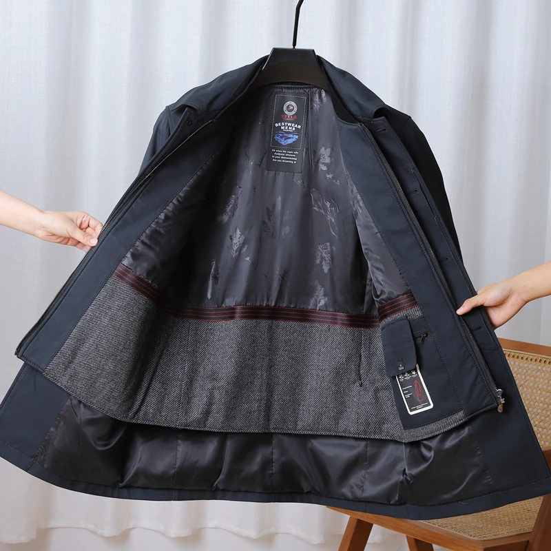 Detachable Tank Winter Jacket Men  2023 Autumn and Winter Business Medium Length Trench Coat Outdoor Casual Jackets Men Clothing