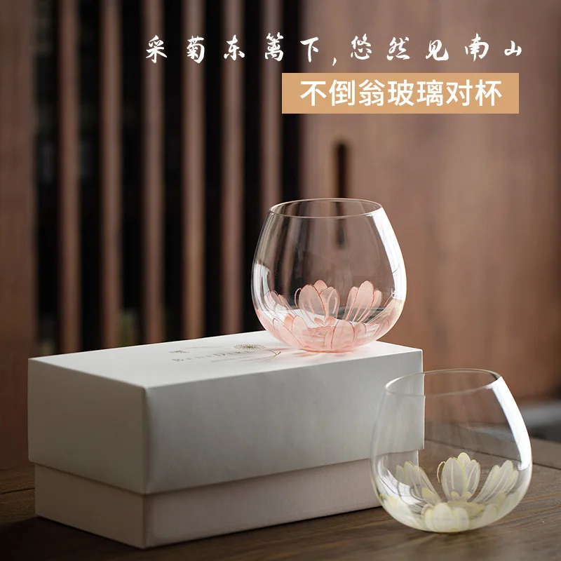 

Japanese styleNew cherry blossom cup tumbler glass home and office use simple small fresh glass tea cute water cup whiskey glass