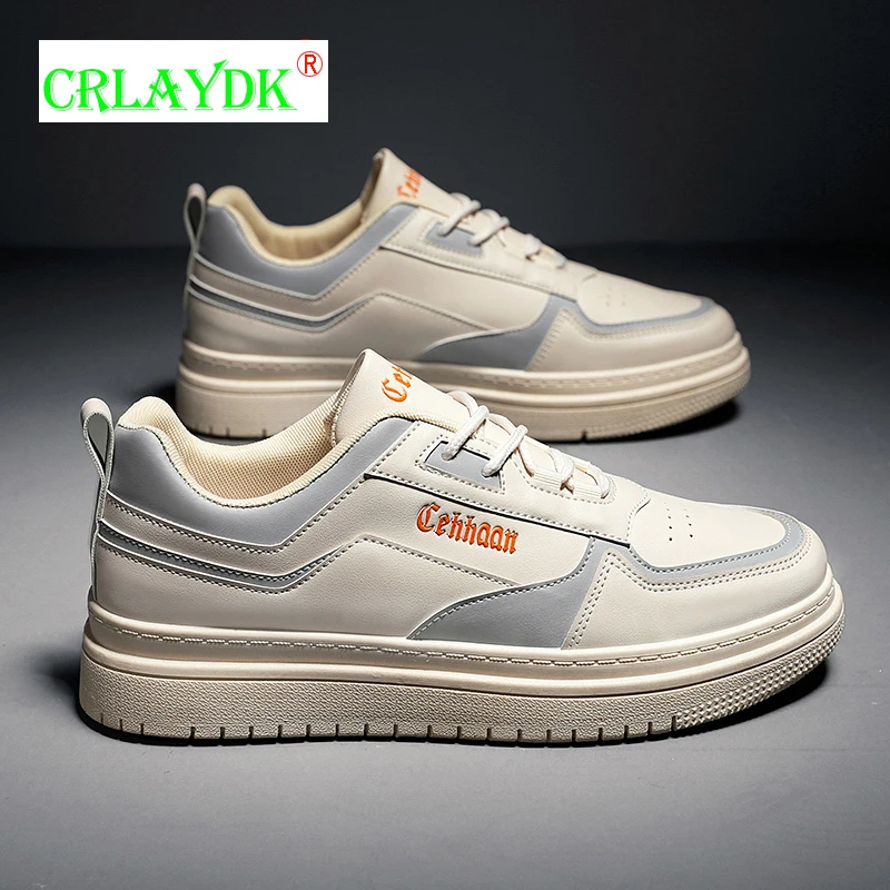 

CRLAYDK Fashion Men's Skateboard Shoes Sports Leather Breathable Leisure Platform Walking Sneakers Student Comfortable Tennis