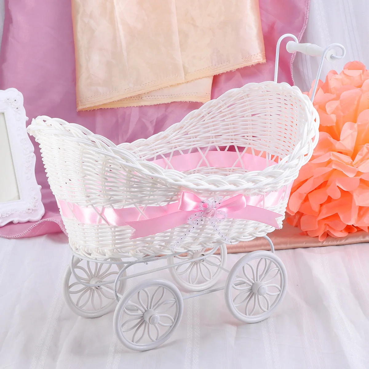 

Wicker Baby Bautizo Para Niño Mini Stroller Ornaments Cane Tricycles