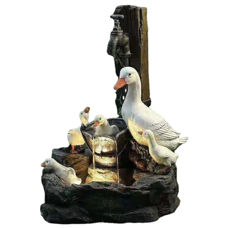 

Resin Duck Family Patio Fountain Garden Decoration Animal Garden Resin Statue for Outdoor Landscape Garden Design A