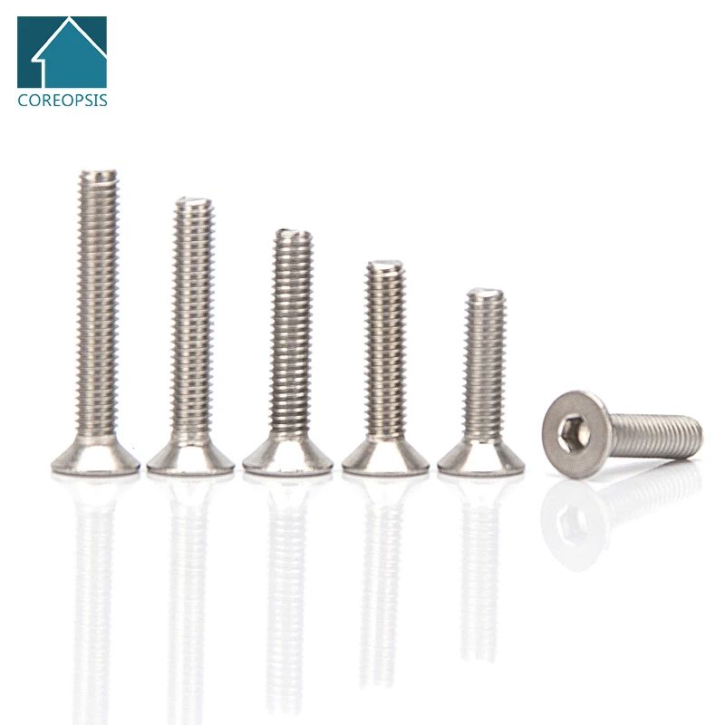 

Шурупы из нержавеющей стали с шестигранным отверстием 304 дюйма, с потайной головкой M8 M10, винты с плоской головкой, длина 3 мм-100 мм
