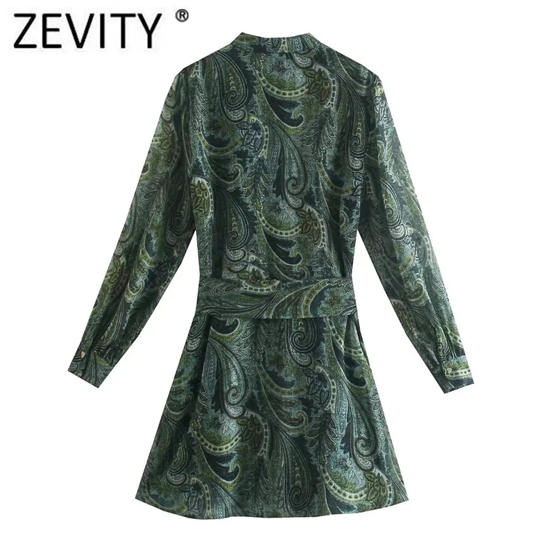 Новинка от Zevity женское винтажное мини-платье-рубашка с Пейсли тотемным цветочным