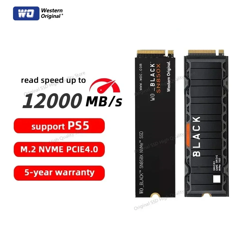 SN850X SSD 1 ТБ 2 4 NVMe M2 PS5 DRAM Cache PCIe 4.0x4 Жесткий диск Внутренний твердотельный накопитель