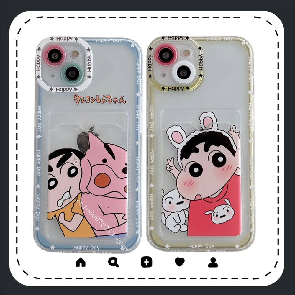 

Crayon Shin-chan Angel Eye with Card Sleeve Phone Cases For iPhone 13 12 11 Pro Max XR XS MAX 8 X 7 SE 2020 Back Cover