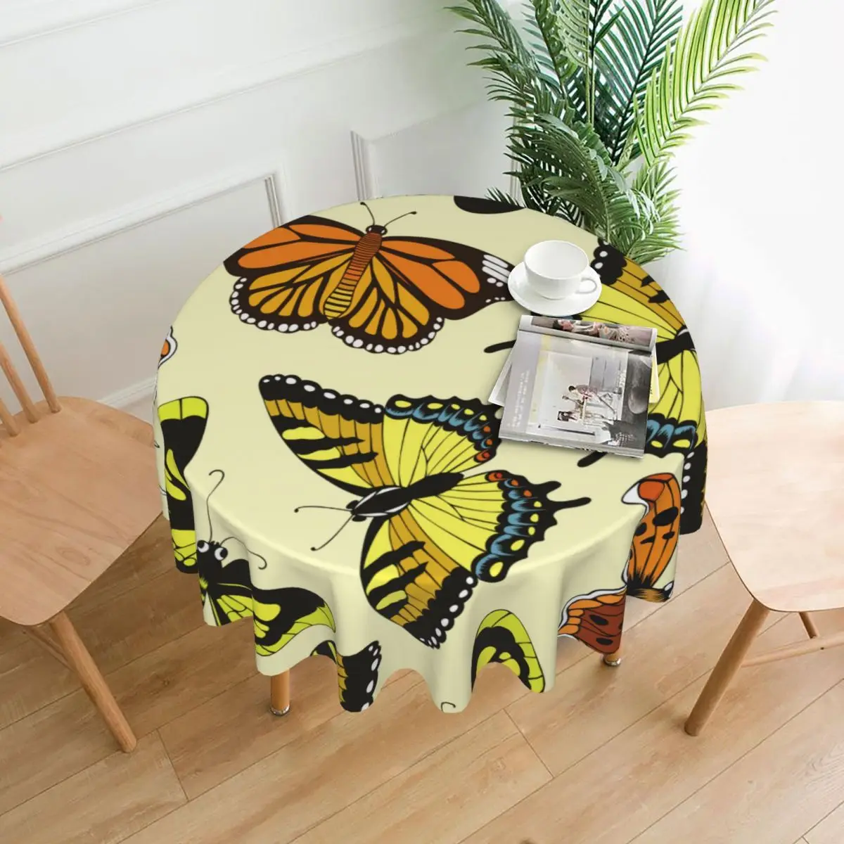 

Monarch Butterfly Round Table Cloth Polyester Kitchen Tablecloth Decorative Elegant Fabric Table Cover