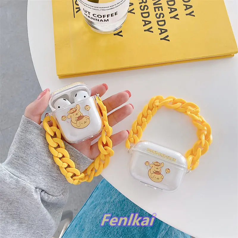 

Hello Kitty Purin Earphone Case for Apple AirPods 1 2 Pro Cartoon Cute Metal Chain Headset Cover Protective for AirPods 3