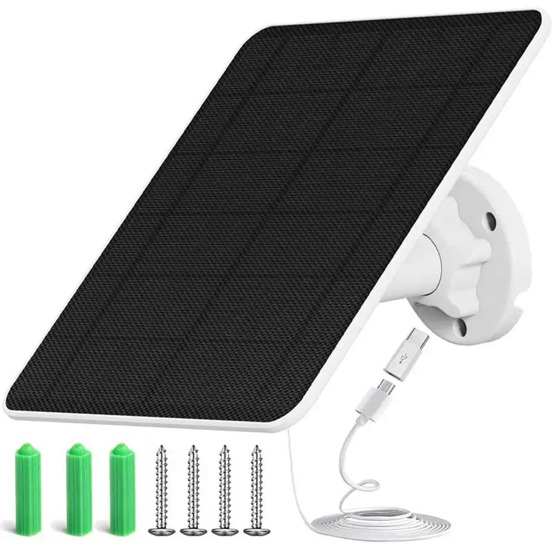 

Waterproof Solar Panel for Camera with Micro USB and USB-C Port Suit for Eufycam 2C/2C Pro/E40/E20/2/2 Pro/E ZUMIMALL/TieJu etc.