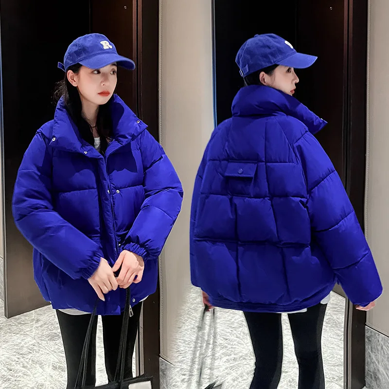 Autumn Winter Women Down Jacket Casual Parkas Korean Street Fashion Thick Coats Harajuku Solid Stand Collar Warm Female Jackets