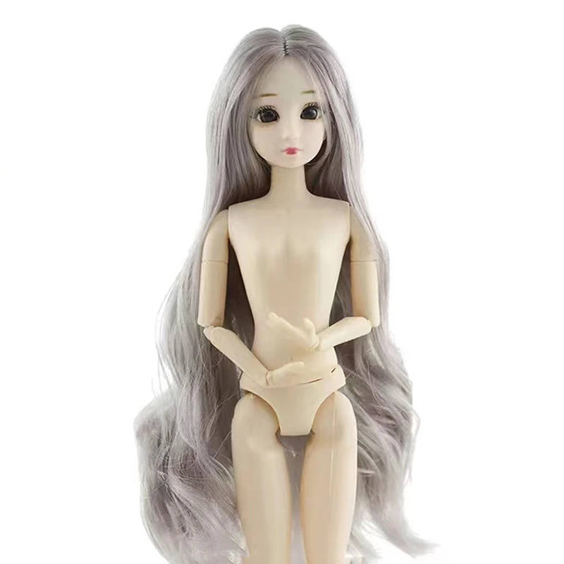 

BJD – Poupée Articulée Mobile,30CM, 22 Pièces, Yeux De Simulation 4D, Cheveux Longs Bouclés, Peau Blanche, Corps Nu, A la Mode,