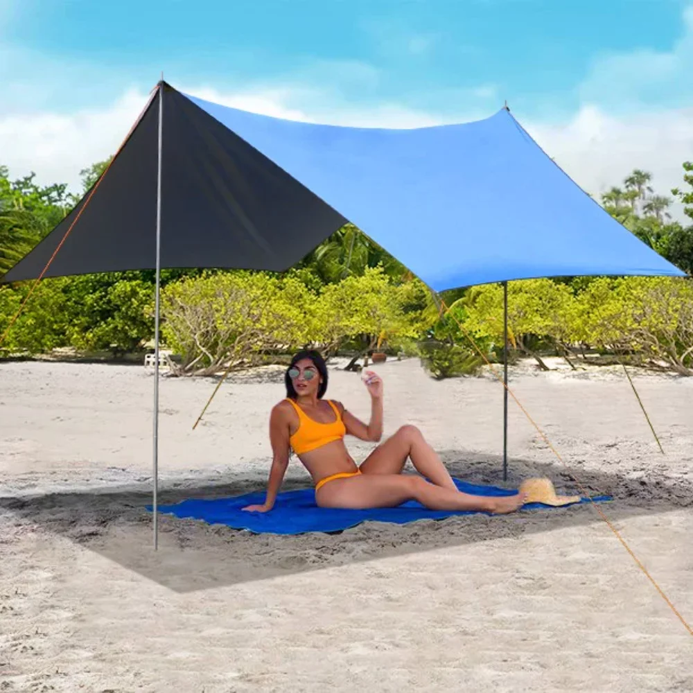 

SUGIFT Family Portable Sun Shelter Beach Tent Canopy 10' x 10' UPF50+ Blue pergola